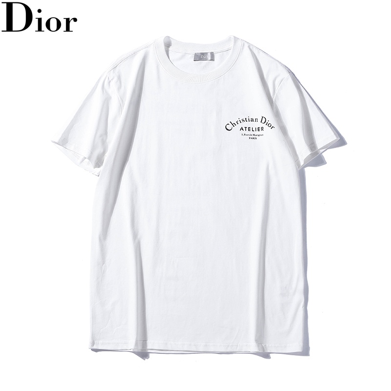 Áo thun cotton tay ngắn in logo Dior phong cách cổ điển thời trang xuân hè cho cặp đôi