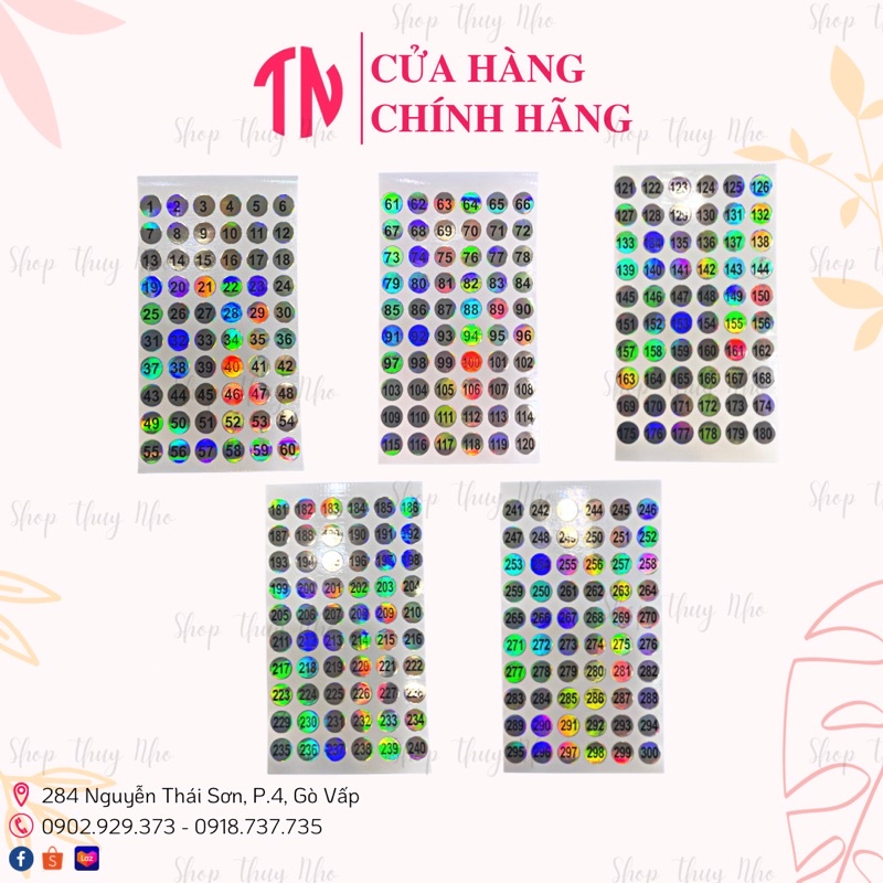 Set 5 tấm tem số dán sơn gel, sơn móng tay từ số 1 đến 300 dụng cụ làm móng tay chuyên nghiệp nail