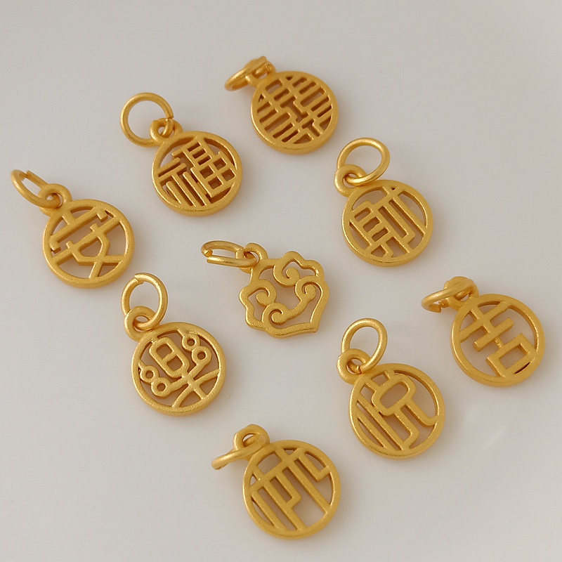Mặt Dây Chuyền Thủ Công Mạ Vàng 18K Có Khóa Màu Vàng Đồng