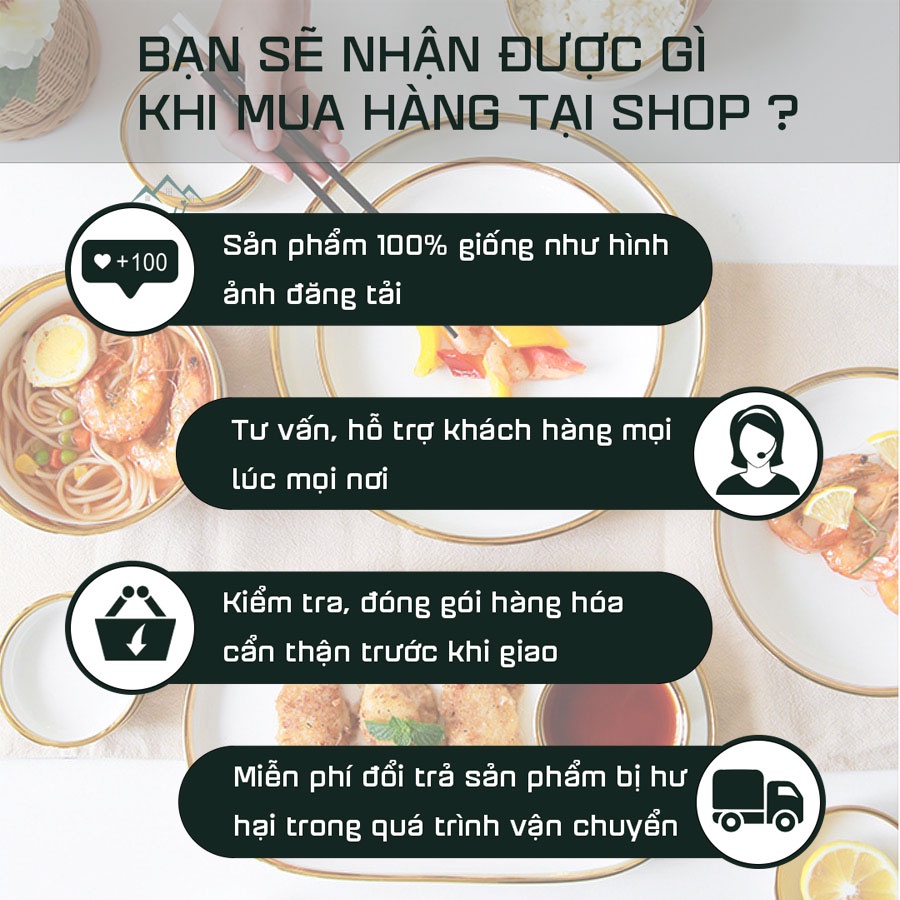 Bộ Bát Đĩa Sứ Màu Trắng viền vàng sang trọng (33 vs 59) món