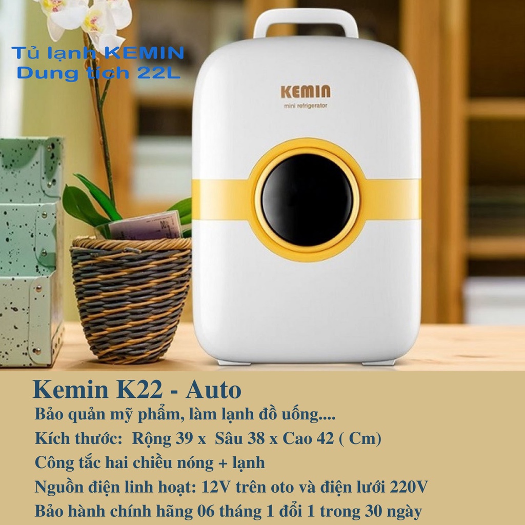 Tủ lạnh mini Kemin zozon 22-25lít đựng sữa,mỹ phẩm điều chỉnh nhiệt độ 2 chiều mặt kính cường lực dùng được cho xe oto