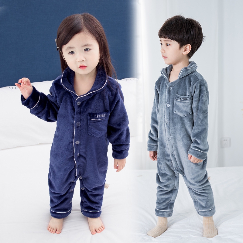 Bộ Đồ Ngủ Liền Thân Vải Flannel Thời Trang Mùa Đông Cho Bé Trai