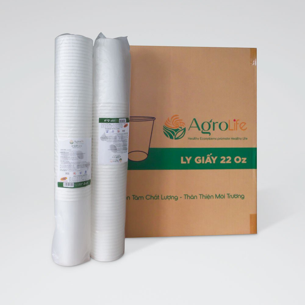 Ly giấy 22oz~649ml - Lốc 50 ly giấy trơn