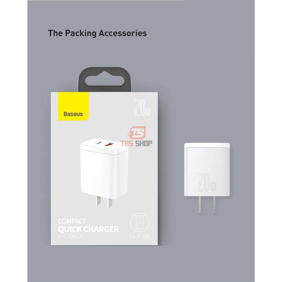 Cốc sạc Baseus 20W hỗ trợ 2 cổng USB, TYPE C, Android, IOS Gấp 2 lần sạc thường