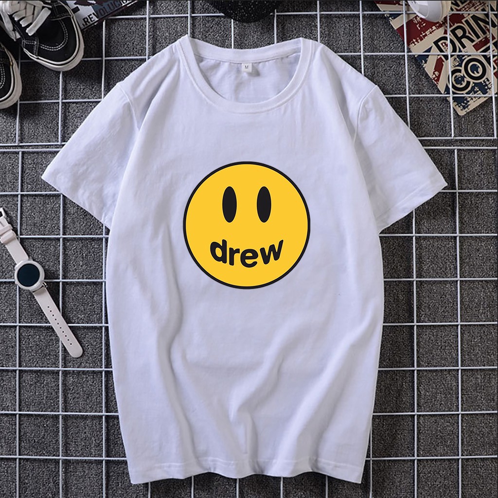 Áo thun Unisex ngắn tay không cổ in hình DREW mặt cười thời trang cá tính | BigBuy360 - bigbuy360.vn