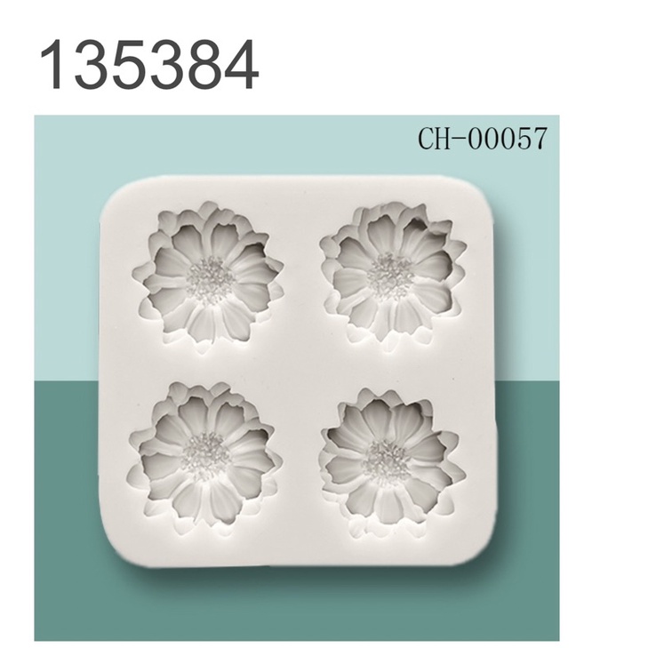 khuôn silicon 4 hoa trang trí bánh MS135384