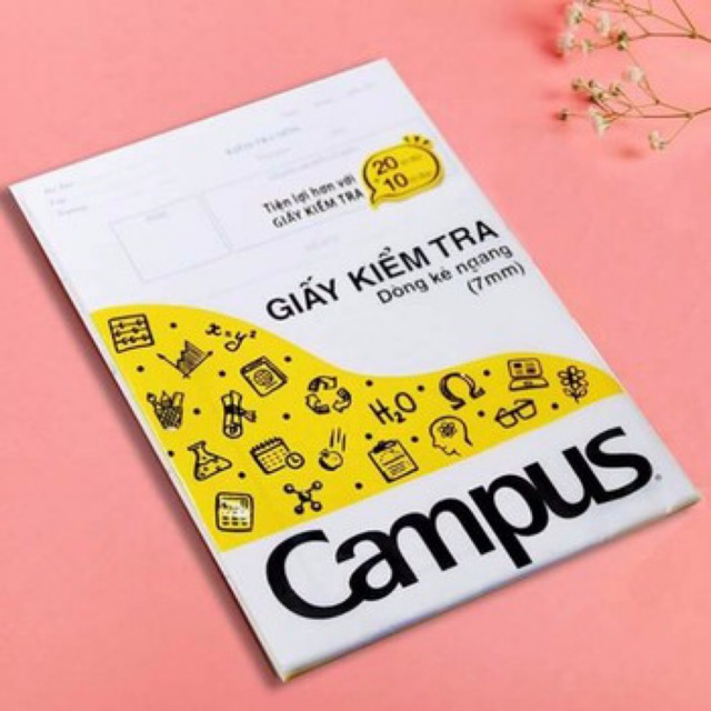 Giấy kiểm tra Campus 20 tờ đôi+ 10 tờ đơn màu vàng cam-