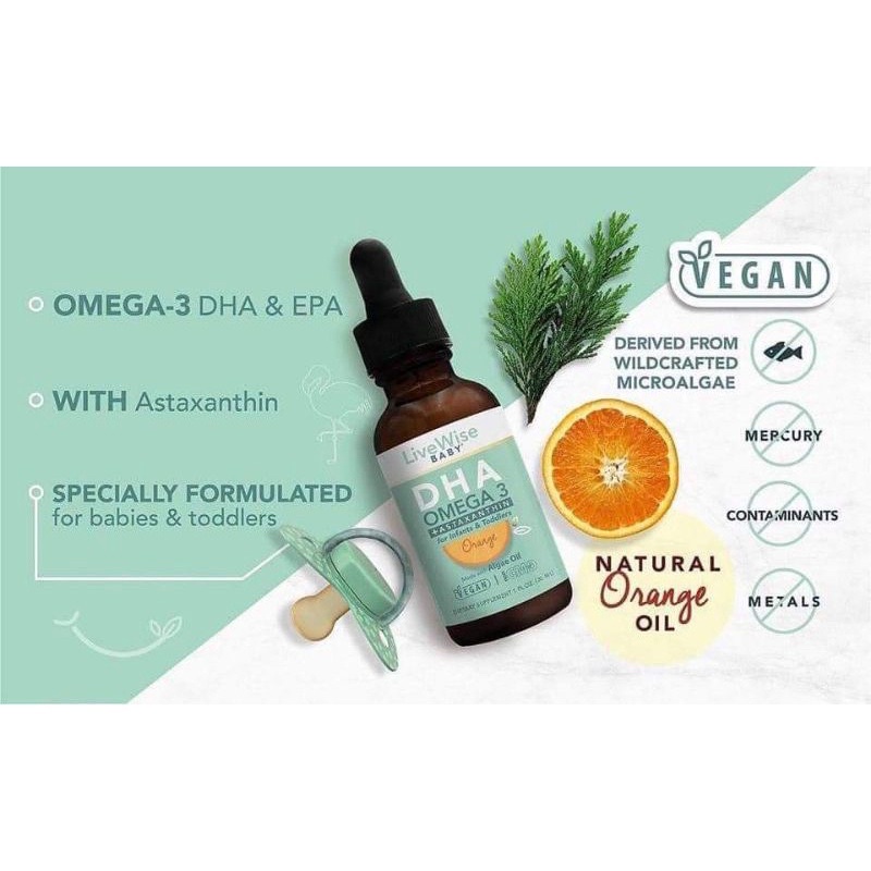 DHA Livewise Mỹ chiết xuất tảo hương Quýt 0m+