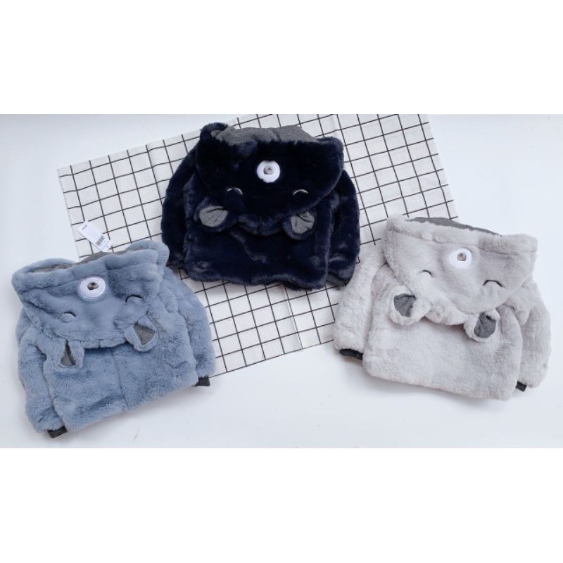 Áo khoác lông mũ gấu cho bé