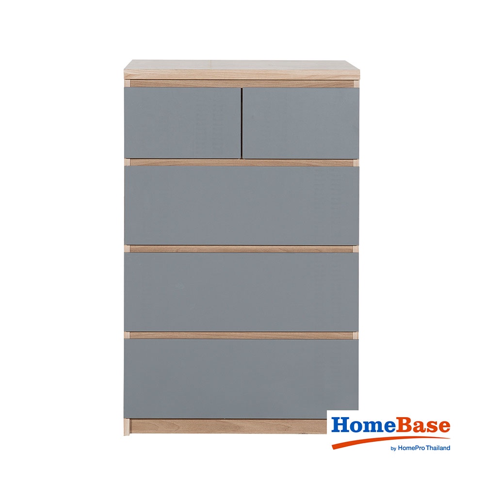 HomeBase FURDINI Tủ gỗ 4 tầng 5 ngăn Thái Lan W60xD40xH93CM màu xám/gỗ sồi