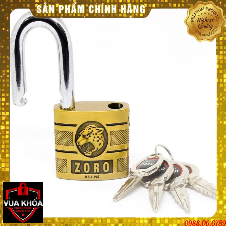 Ổ khóa cao cấp ZORO 6 phân,đầu báo,chìa kiếm ⚡FREE SHIP⚡ổ khóa bấm không cần chìa.Công nghệ Mỹ: chống cưa-chống rỉ sét