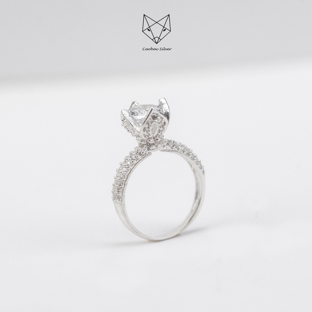 Nhẫn Bạc Ta Đính Đá Cao Cấp  CaoBac Silver Vương Miện Kim Cương Nhân Tạo Sang Trọng Dành Tặng Riêng Cho Bạn Gái