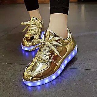 [VÀNG BÓNG]-Giày phát sáng màu vàng bóng phát sáng 7 màu 8 chế độ đèn led style phong cách hàn quốc