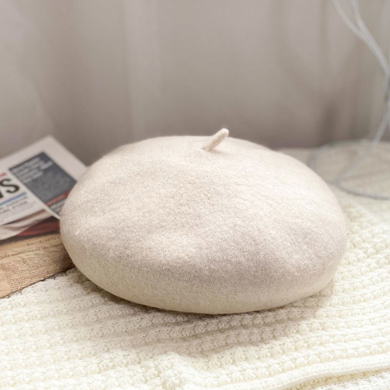 Mũ Beret Len Màu Trơn Thời Trang Thu Đông Dành Cho Nữ