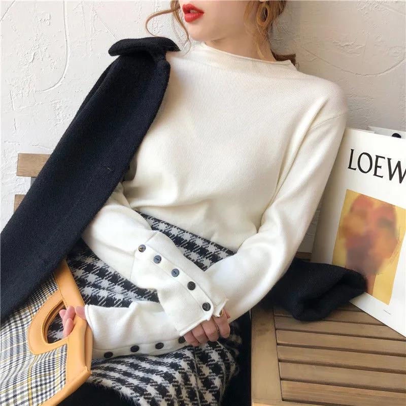 Áo Len Tay Dài Cổ Cao Thời Trang Dành Cho Nữ