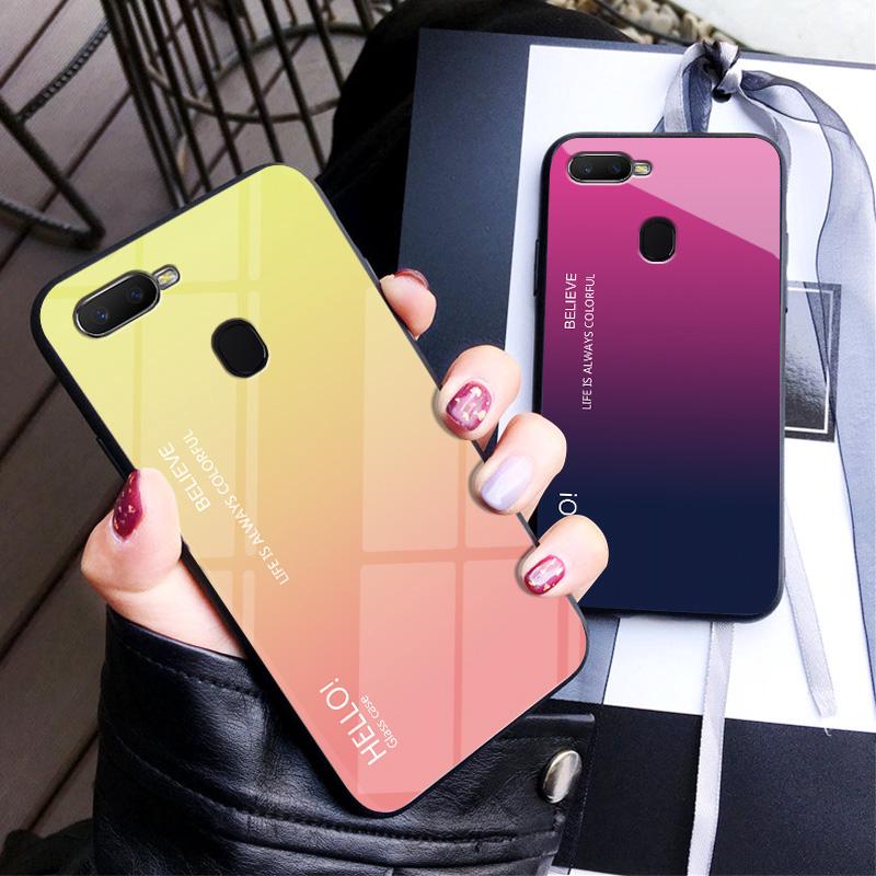 For OPPO F9,F9 Pro,Realme 2 Pro Gradient Glass Phone Case