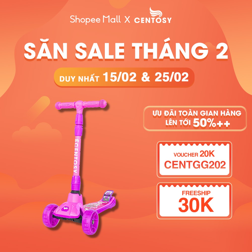 Xe Scooter Trẻ Em Cao Cấp [Centosy] S1 - Có Đèn Và Hình Bắt Mắt, Gấp Gọn Tiện Lợi