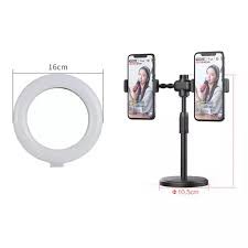Giá Đỡ 2 Điện Thoại Livestream Có Đèn Led, Kẹp Điện Thoại Để Bàn Quay Video Tiktok Có Đèn Led 3 Màu - Có Video, Ảnh Thật