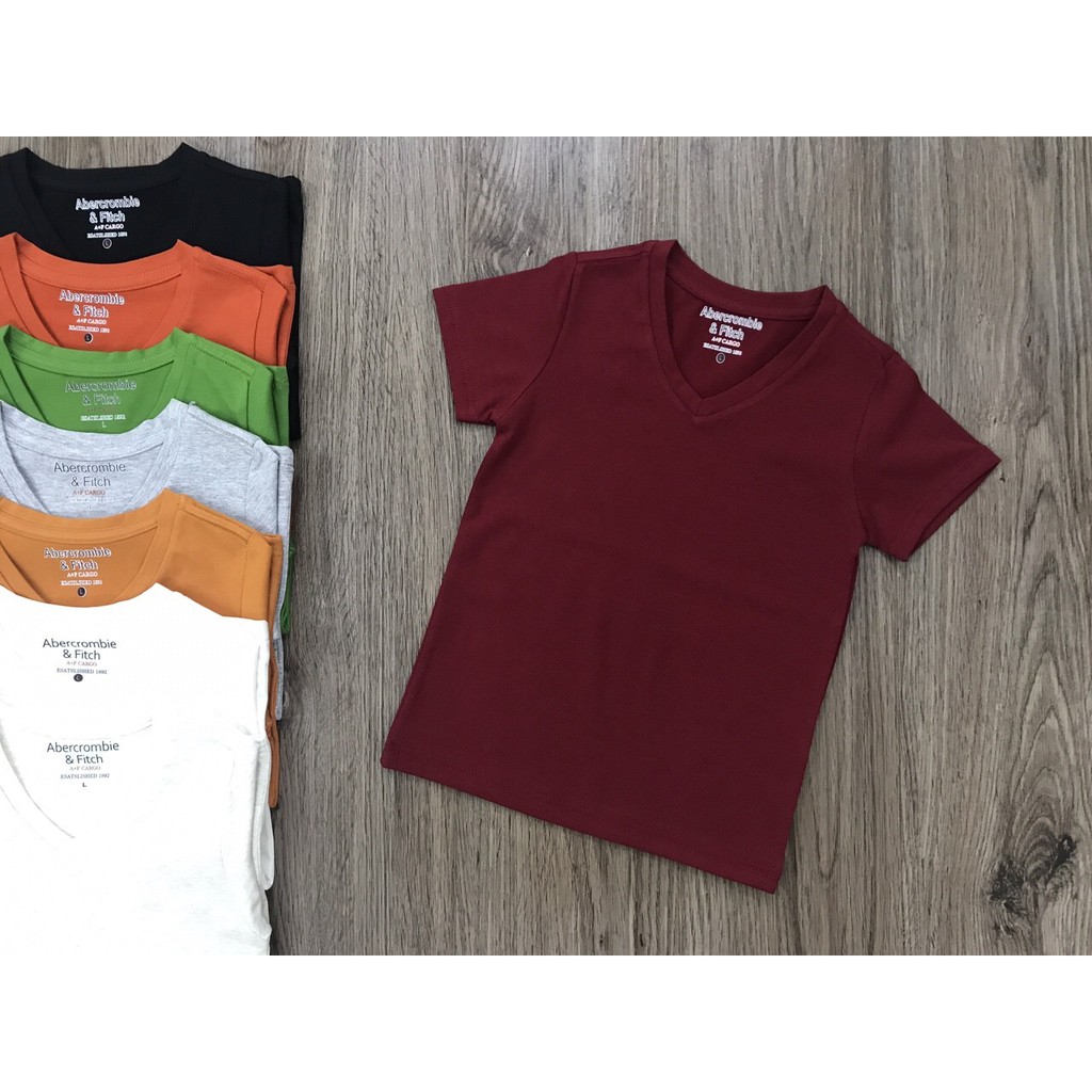 Áo thun/áo phông cổ tim bé trai trơn kiểu Hàn Quốc CÁ TÍNH Seoul Lee