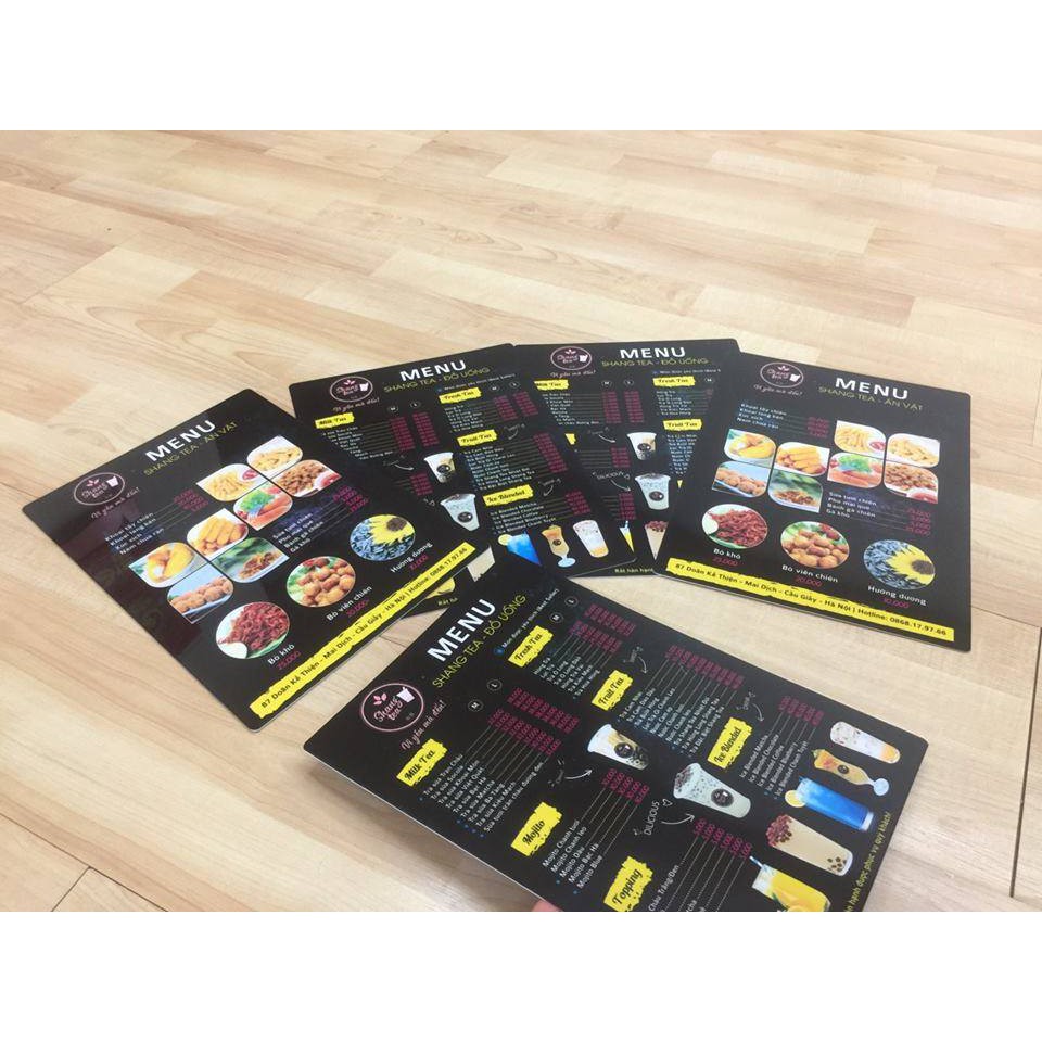 Menu nhựa PVC không thấm nước, không phai màu