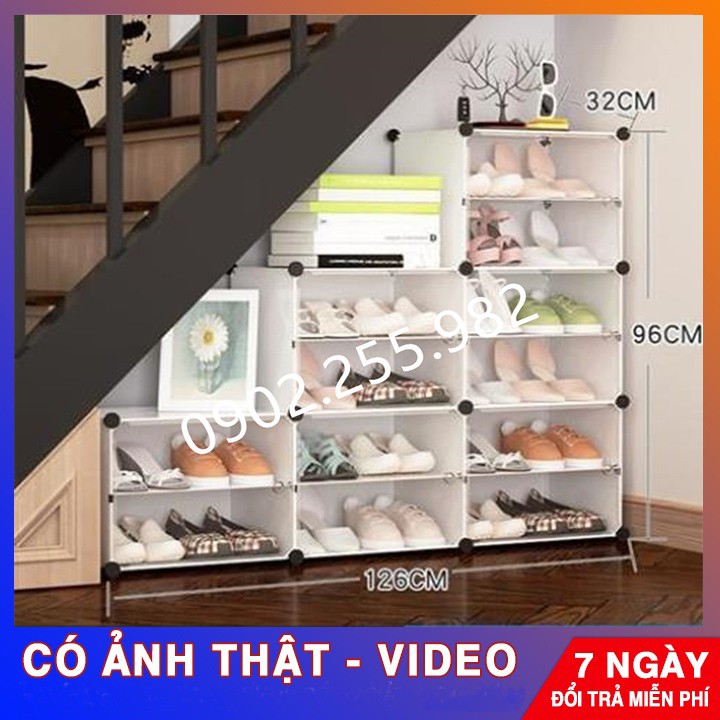 [MẪU MỚI] - TỦ NHỰA  ĐỂ GẦM CẦU THANG - TỦ ĐỰNG GIÀY DÉP KIỂU MỚI 12 Ô (chia ô) SIÊU TIẾT KIỆM DIỆN TÍCH CỬA TRẮNG TRONG