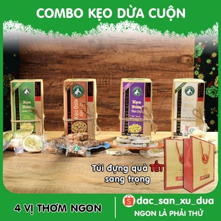COMBO 4 hộp kẹo dừa cuộn bánh tráng Cocofarm các vị