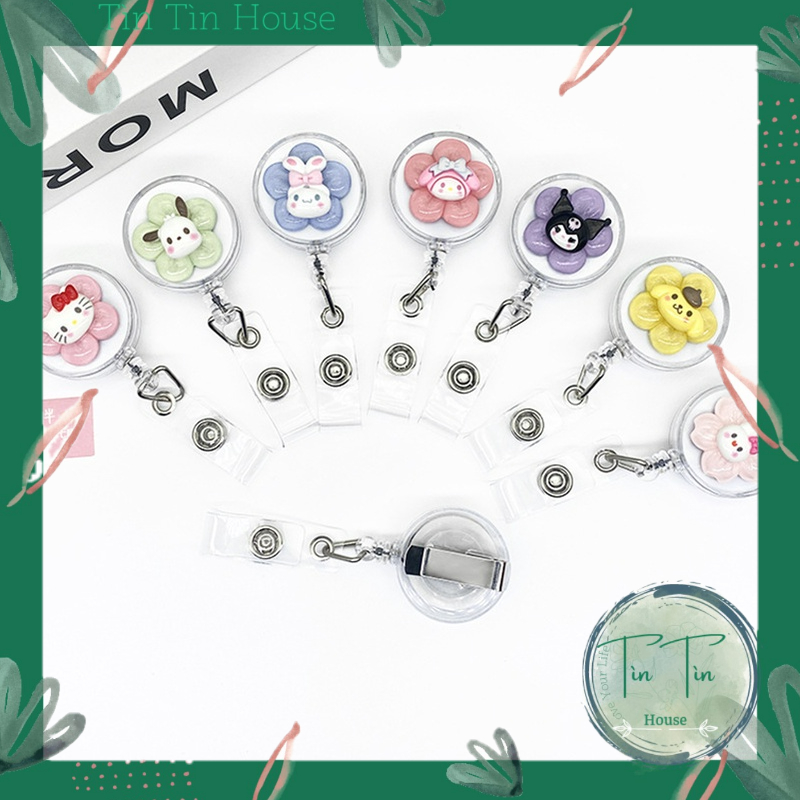 Móc kẹp bảng tên dành cho học sinh, sinh viên, nhân viên họa tiết đáng yêu Anime, Sanrio ngộ nghĩnh Kuromi, Hello Kitty