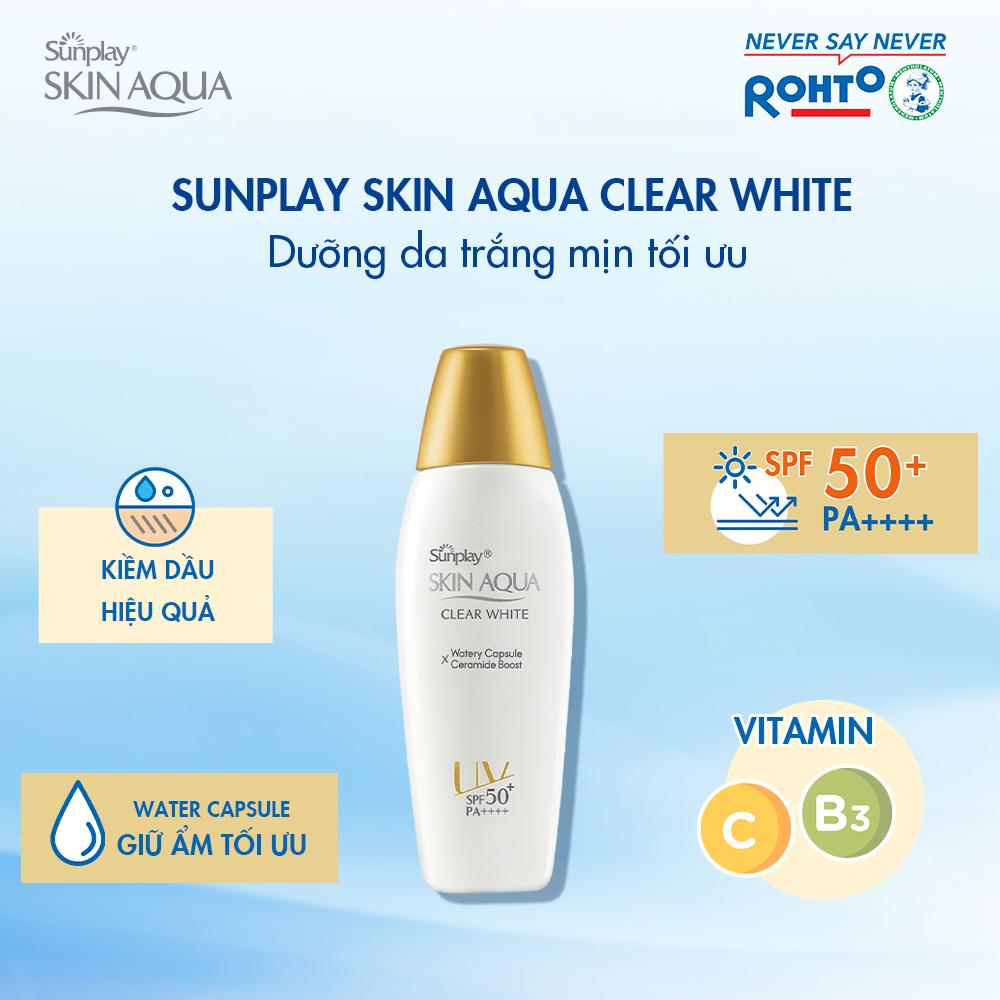 Sữa chống nắng hằng ngày dưỡng trắng cho da dầu Sunplay Skin Aqua Clear White SPF 50+ PA++++ 55g