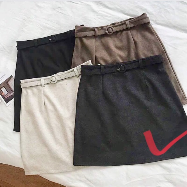 Chân váy dạ kèm quần trong