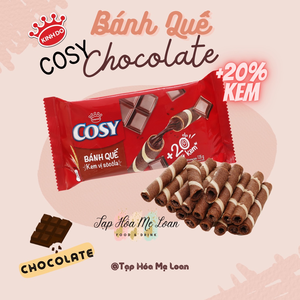 Bánh Quế Cosy Vị Kem Socola/Lá Dứa/Cam/Dâu Kinh Đô 132g