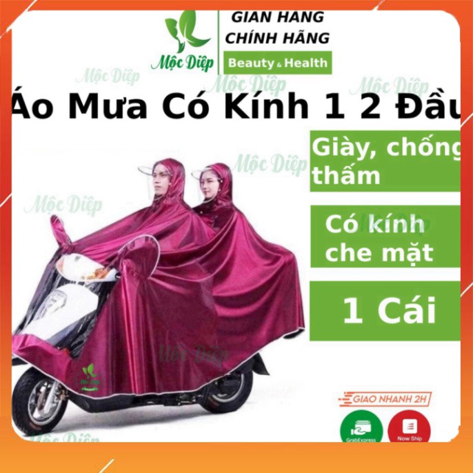 Áo mưa 2 đầu 1 người, loại trong suốt, loại phản quang có kính che mặt cánh rơi | (LH3)