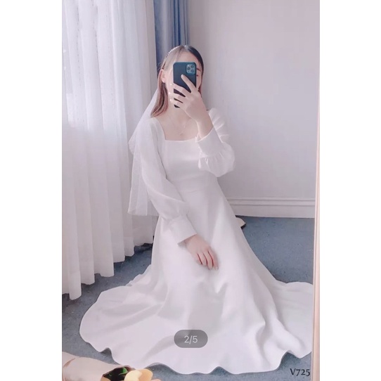 VÁY MIDI TAY DÀI VINTAGE