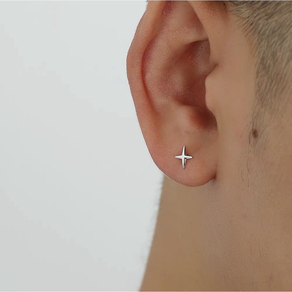 Bông Tai Hình Thánh Giá Ngôi Sao Sáu Cánh Đơn Giản Dễ Phối Đồ Cho Cặp Đôi