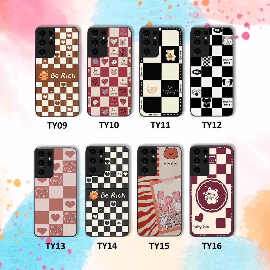 Ốp Samsung S21 Ultra gấu Bear rick caro vuông thời trang siêu đẹp
