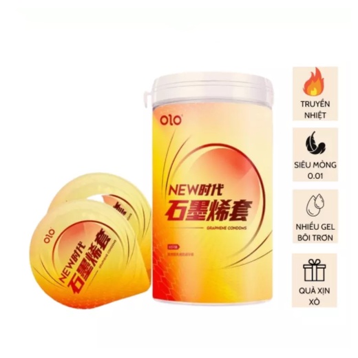 Bao Cao Su OLO 001 Graphene Siêu Mỏng Dẫn Nhiệt Bao Cao Su Kéo Dài Thời GIan Hộp 10 BCS