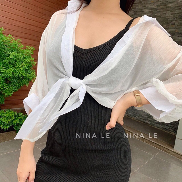 Sơ mi von mỏng buộc vạt, Áo sơ mi kiểu dài tay dáng rộng CS071 - NhiNhi Shop | BigBuy360 - bigbuy360.vn