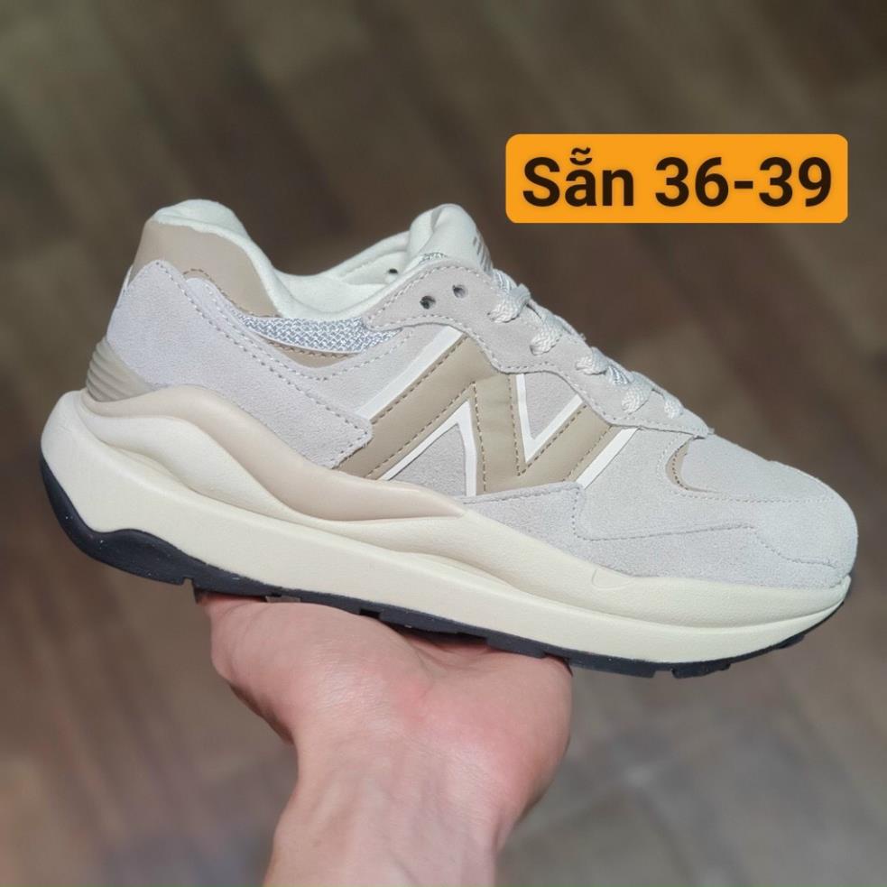 Giày Sneaker chữ N trắng giày chữ N nâu kem mẫu mới đế cao nam nữ ảnh thật GIÀY NB 5740 kem NB 57/40 XÁM TRẮNG NAM NỮ