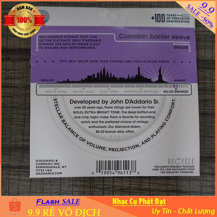 Dây đàn Guitar Acoustic Daddario EJ13 Cỡ 11