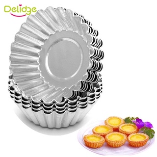 Inste Baking Tool 10pcs Egg Tart Aluminum Cupcake Cookie Cake Flower Mold Tin