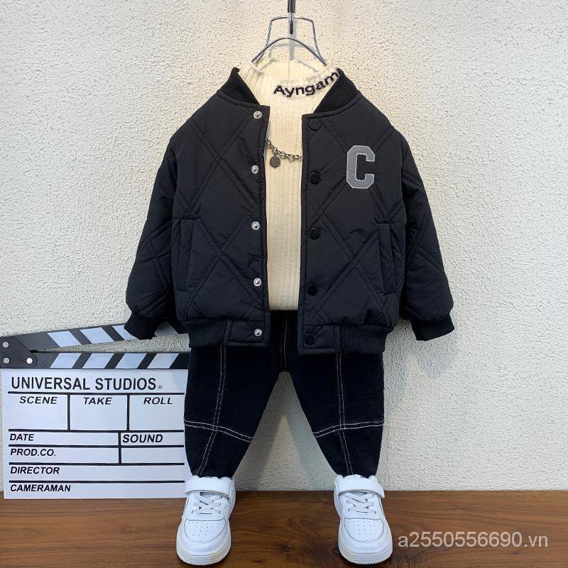 Áo Khoác Bóng Chày Lót Cotton Dày Dặn Thời Trang Mùa Đông Mới Cho Bé Trai