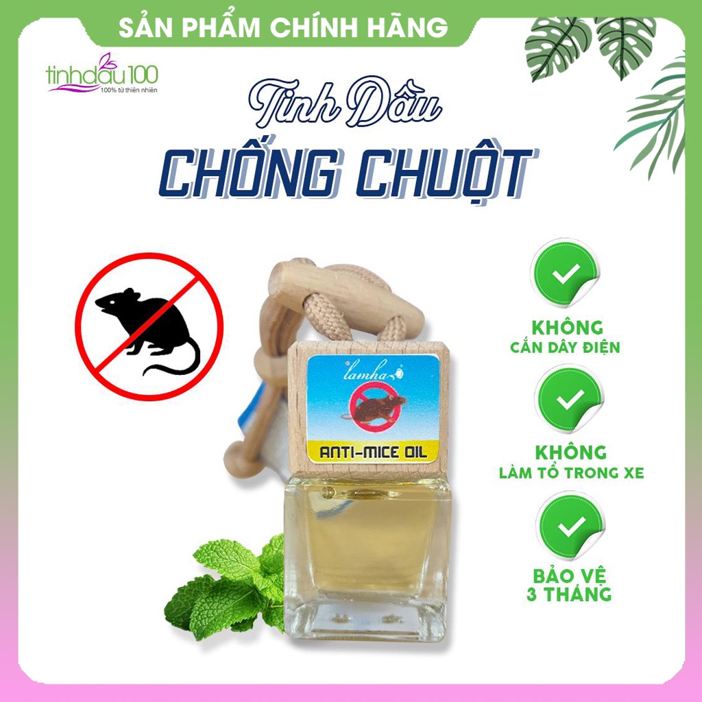 Tinh dầu chống chuột treo xe ô tô Lam Hà hương bạc hà 7ml Tinh Dầu 100 Shop