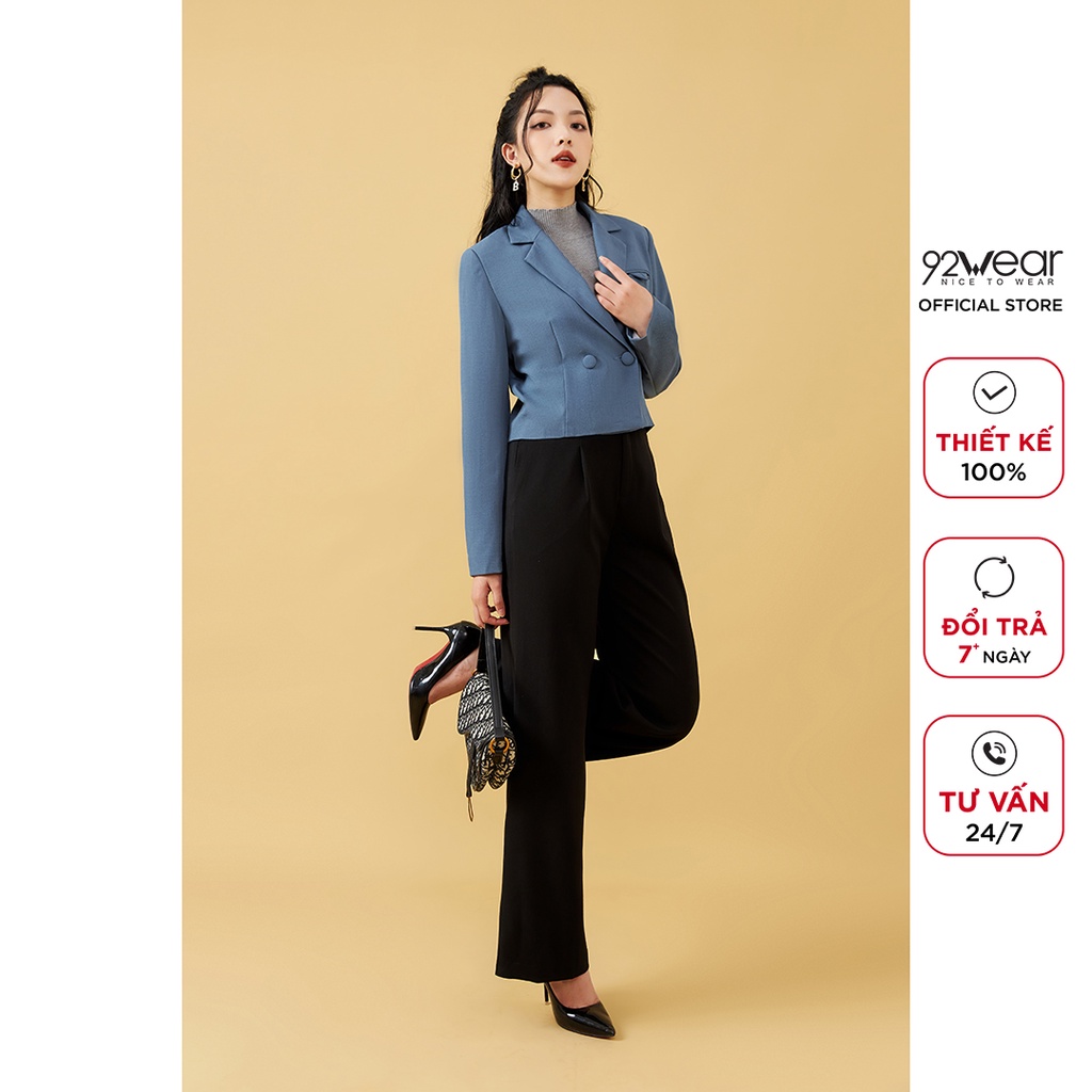 Áo vest nữ dài tay dáng ngắn 92WEAR, thiết kế thanh lịch ,chất liệu tuýt si cao cấp VBA1825 | BigBuy360 - bigbuy360.vn