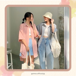 Áo váy sơ mi oversize dáng dài đuôi tôm gamos