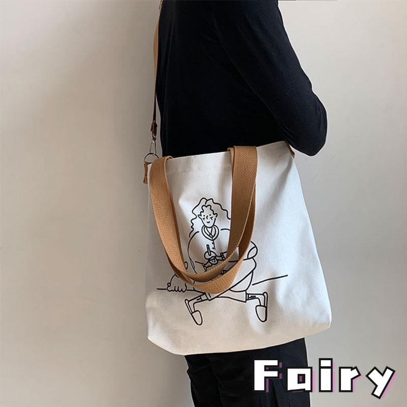 Túi Xách Đeo Vai / Đeo Chéo Một Bên Vai Sức Chứa Lớn Bằng Vải Bạt Thời Trang Nhật Bản 2020 Mới Mẻ