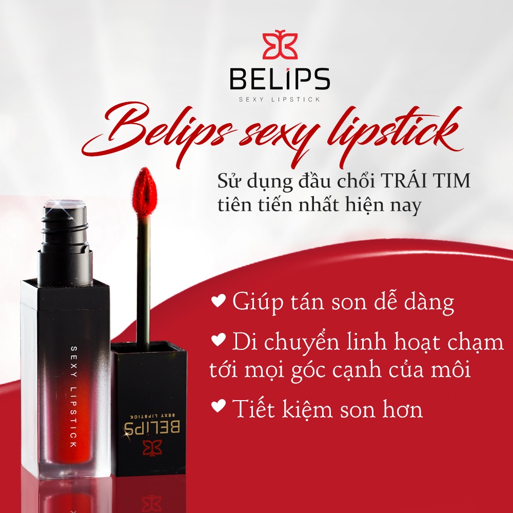 Son Kem Lì Mỏng Nhẹ Mềm Môi Belips Sexy Lipstick 100% thiên nhiên không chì, an toàn cho cả mẹ bầu