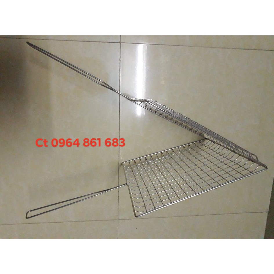 Vỉ nướng cá to - dày - size 32x59cm - inox 304 không rỉ - hàng loại 1