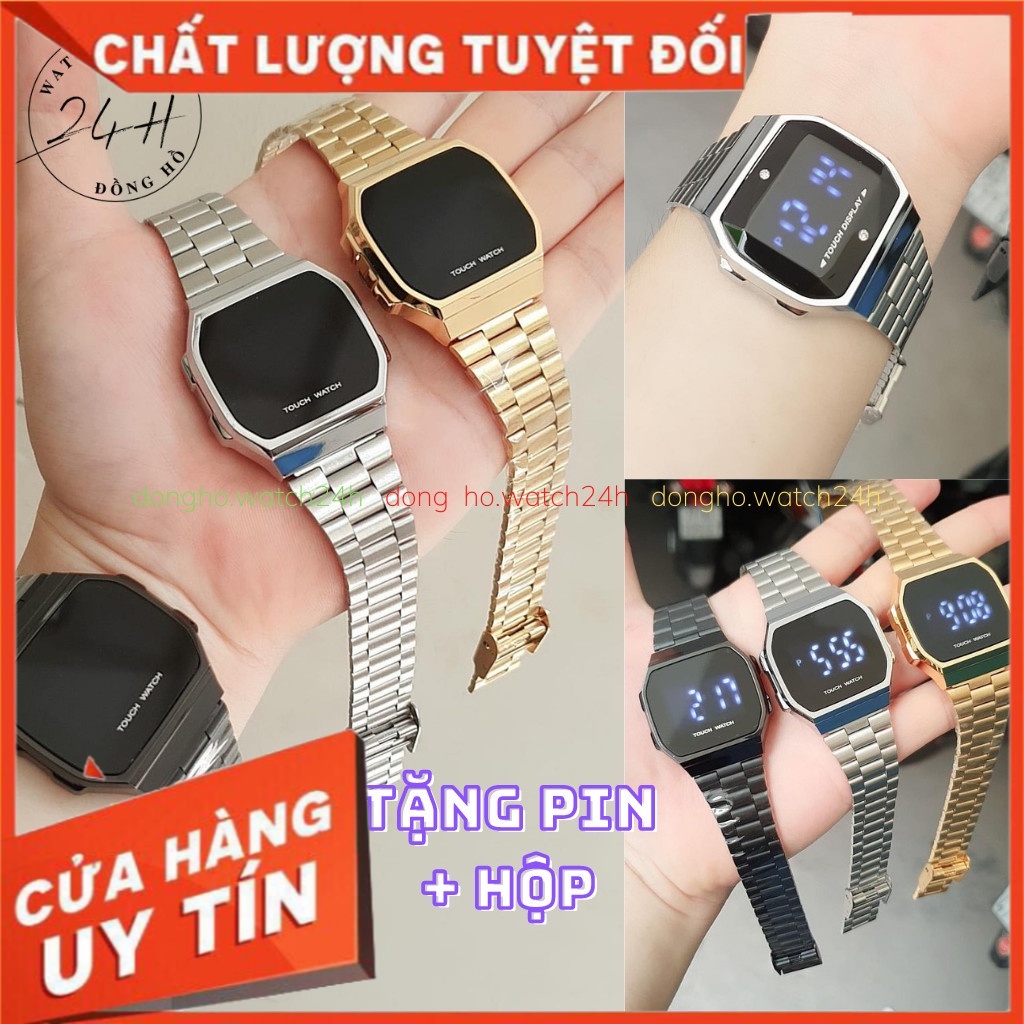 Đồng hồ nam, nữ A168 cảm ứng Led , tráng gương dây thép không gỉ sang trọng nhiều màu sắc- Hàng Cao Cấp