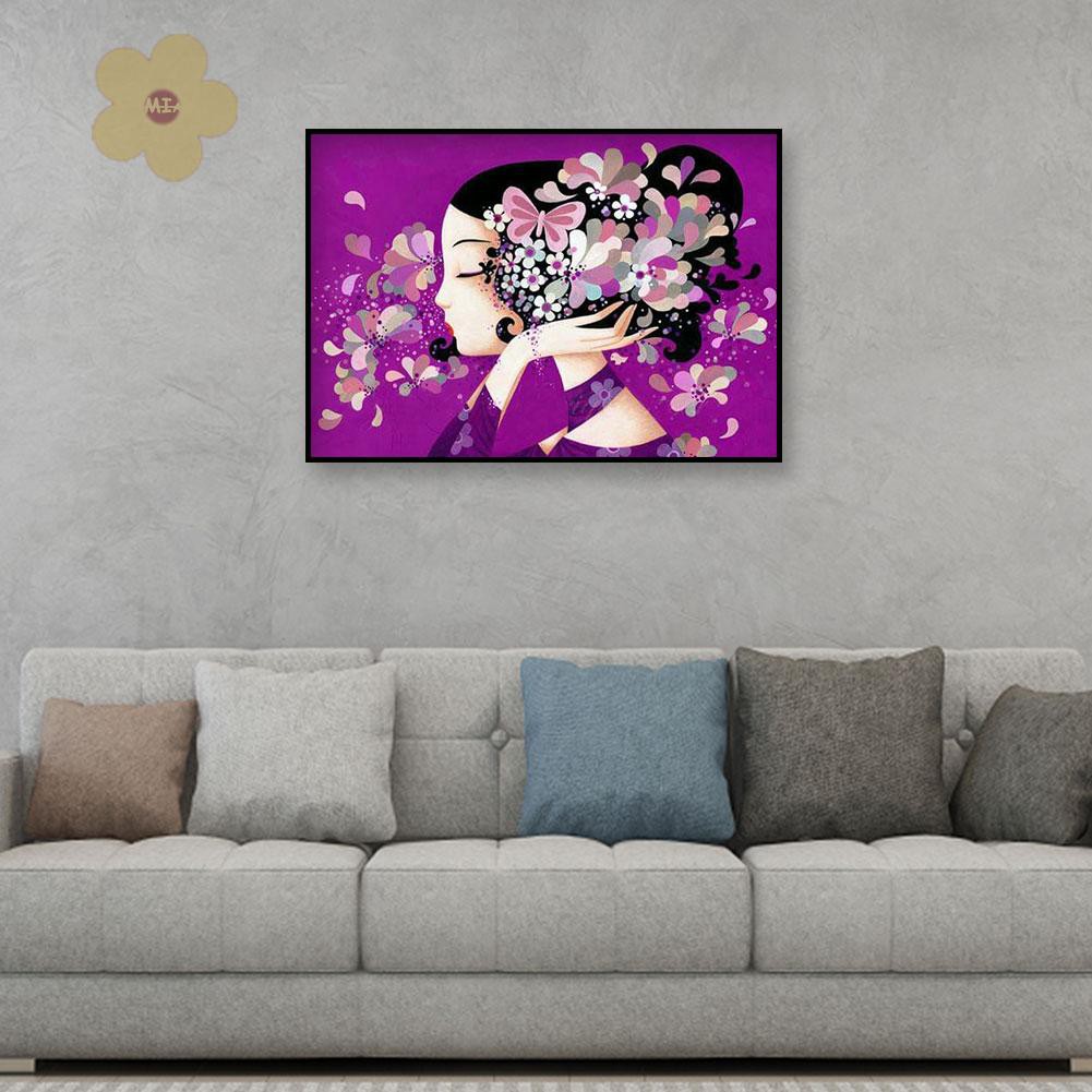 MIAON Diamond Painting Kit Geisha Girl Profile Full Round Rhinestone Wall Picture bts