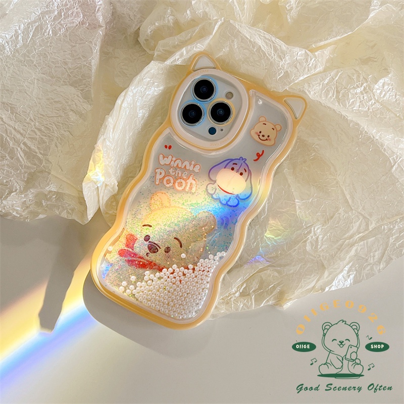 Ốp Điện Thoại TPU Hình Tai Mèo/Gấu Winnie/Gợn Sóng Đính Hạt Cho Iphone 13 12 / 11 Pro Max / Xs Max Xr X
