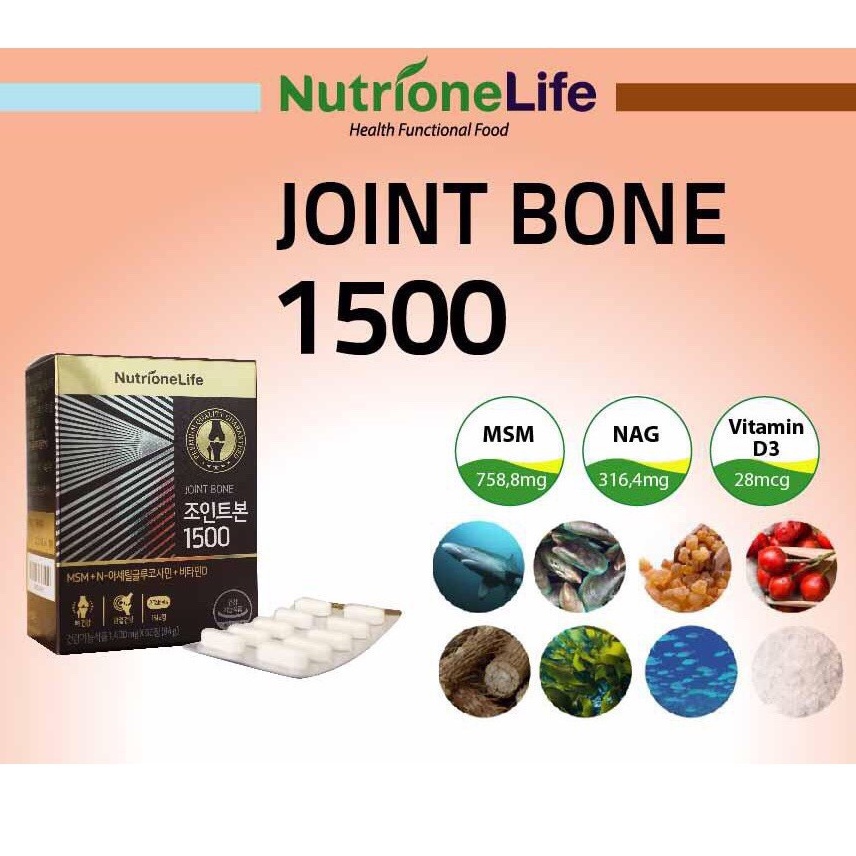 Joint Bone 1500 - Giảm đau mỏi xương khớp và nguy cơ thoái hóa khớp ở người cao tuổi. ( 60 viên ).